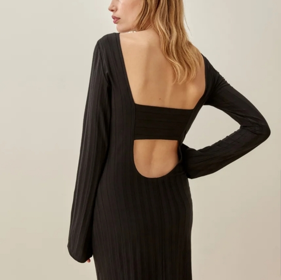 Reformation Cait Ribbed mini open back Black XL - Picture 4 of 5